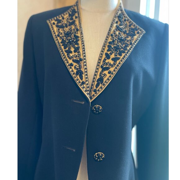 Albert Nipon Evening Jacket Black and Gold - Picture 11 of 12